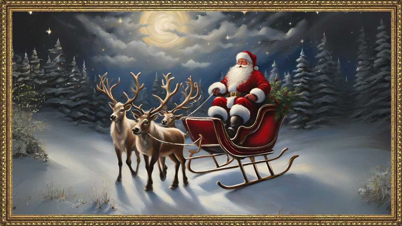 Christmas Tv Art with Old Holiday Music [1 hour] 