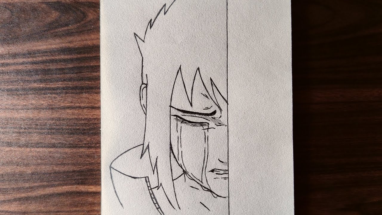 HOW TO DRAW uchiha sasuke half face step by step | easy drawing tutorial step by step