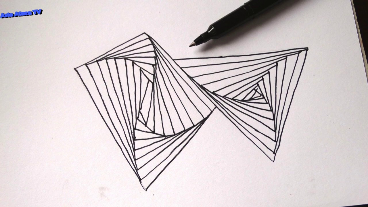 Linhas Retas com Ilusão 3D Perspetiva da Mente - Desenho de Satisfação