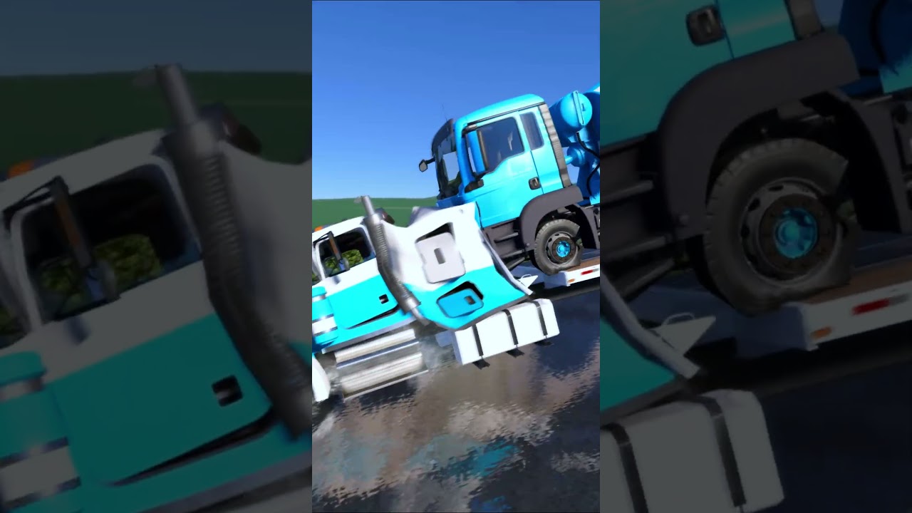 TRUCK vs WATER HOLE 😱 #truck  #potholes #cargames #snowrunner #beamngdrive