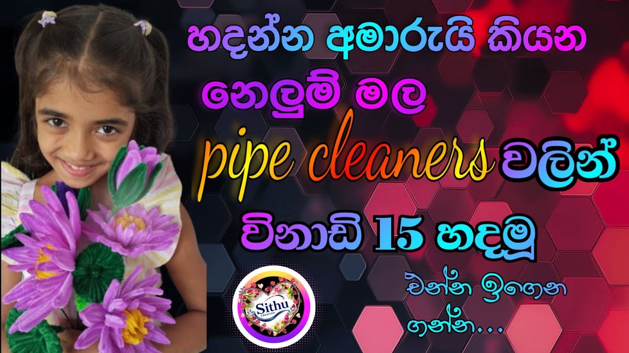 Pipe cleaner lotus flower pot (sinhala)|Pipe cleaner flower|pipe cleaner|Sinhala| 