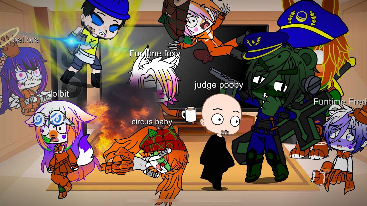 Gacha club sister location react to Jeffy attacks a judge