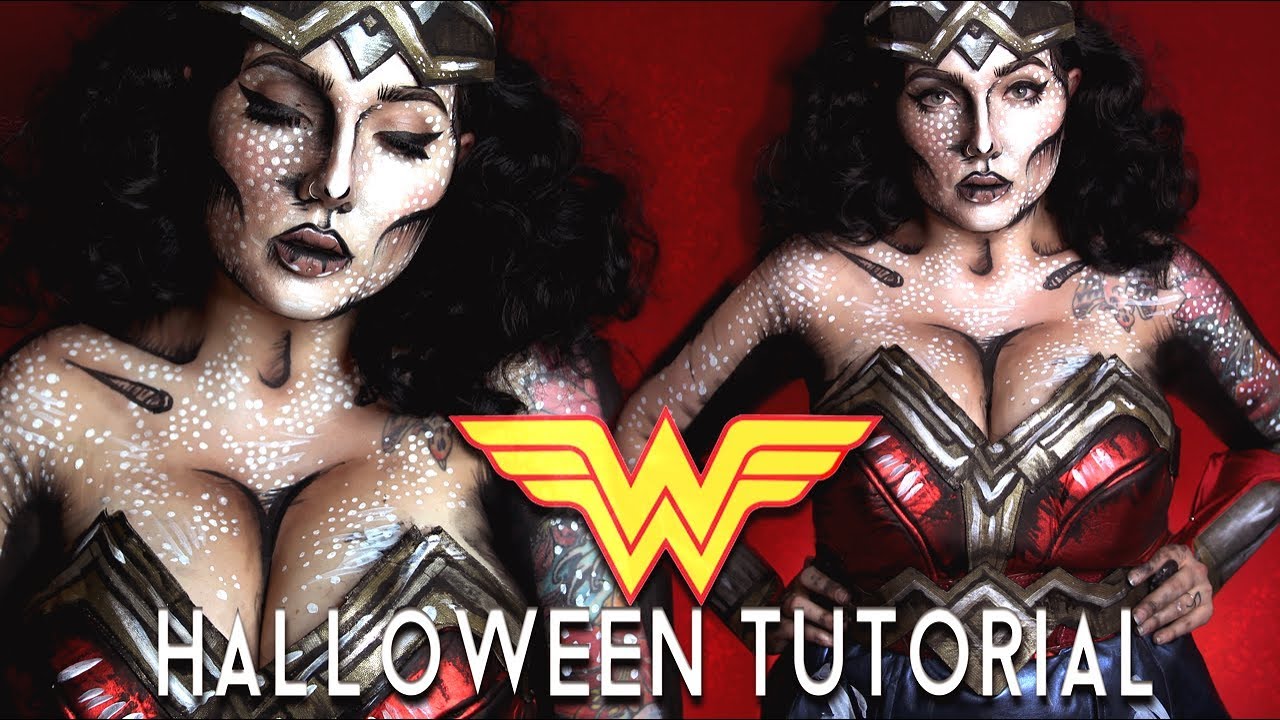 POP ART WONDER WOMAN HALLOWEEN COSTUME MAKEUP TUTORIAL