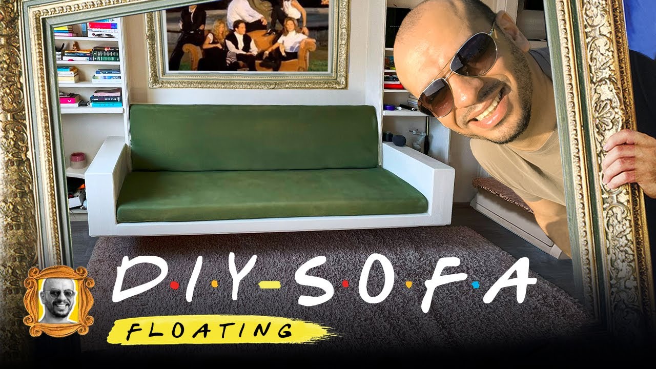 Floating Sofa with Custom Shelves