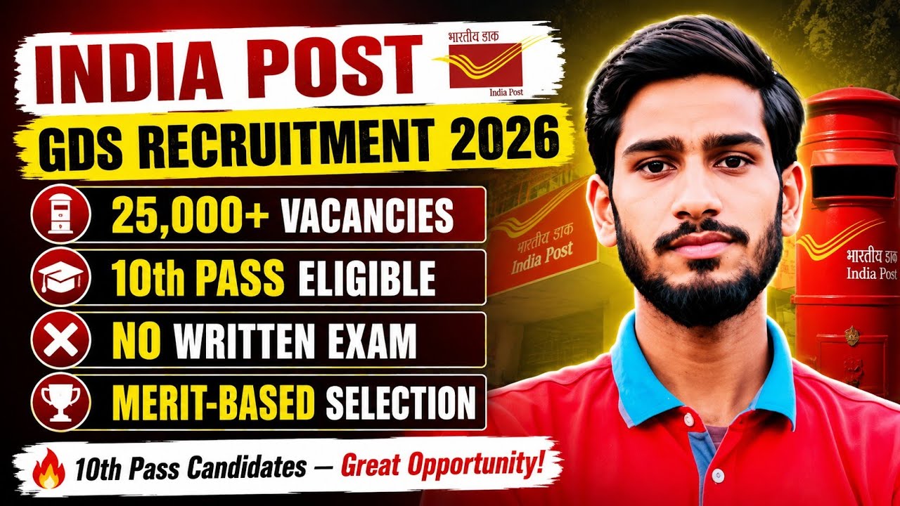 India Post GDS Recruitment 2026 | 25,000+ Posts | 10th Pass | No Exam | Merit Based Selection 📮🔥
