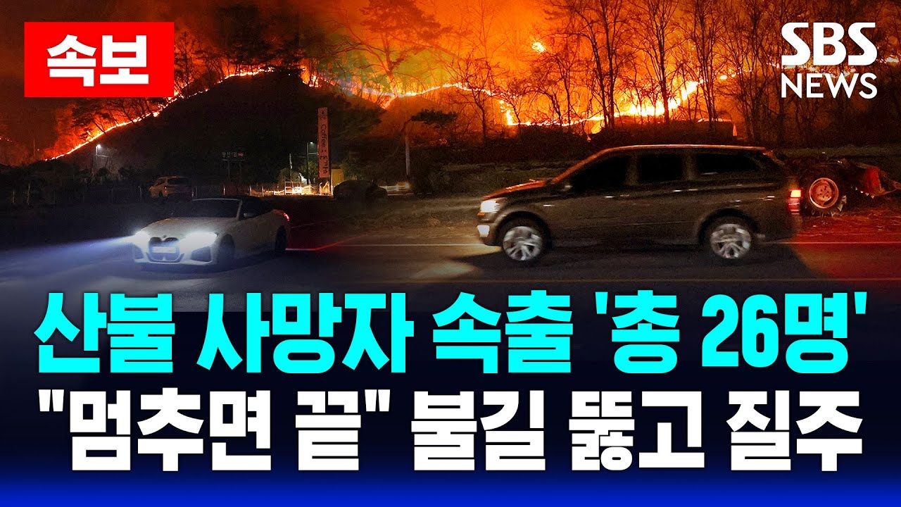 🔴속보 | 산불 사망자 속출 ‘총 26명’..“멈추면 끝” 불길 뚫고 질주 | 통신 끊기고 폐허된 마을 | SBS 실시간 LIVE