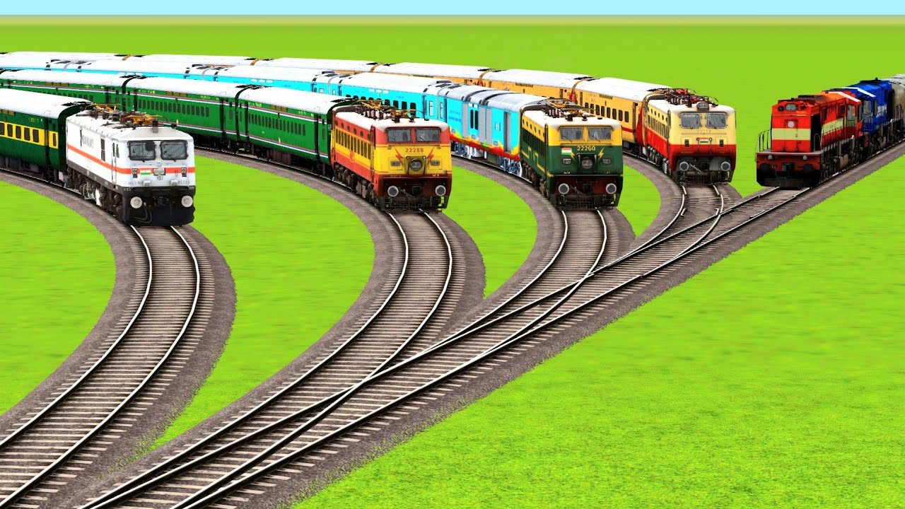 DANGEROUS TRAIN ACCIDENT  BETWEEN 4 ROUNDED RAILROAD TRACK TRAINS|🔺️Train Simulator|Railworks 2026|