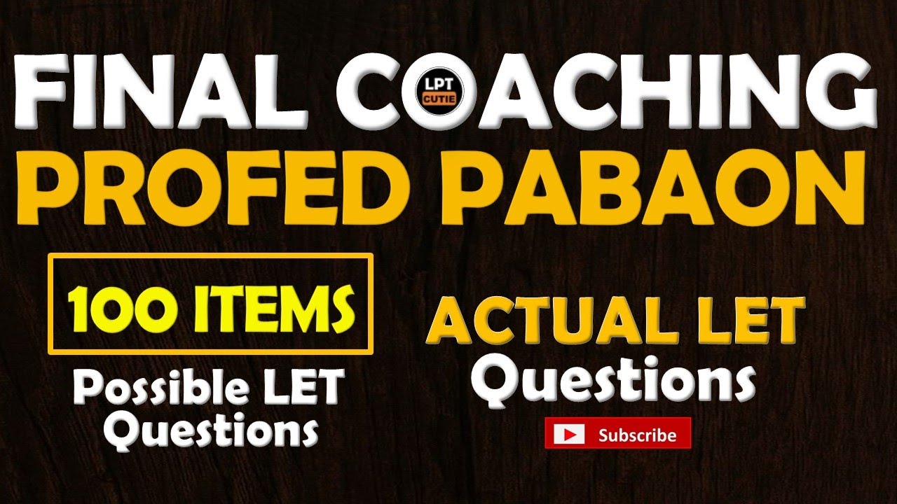HULING PABAON | PROFED BLESSINGS 100 ITEMS ACTUAL LET QUESTIONS| March 23, 2025 LET