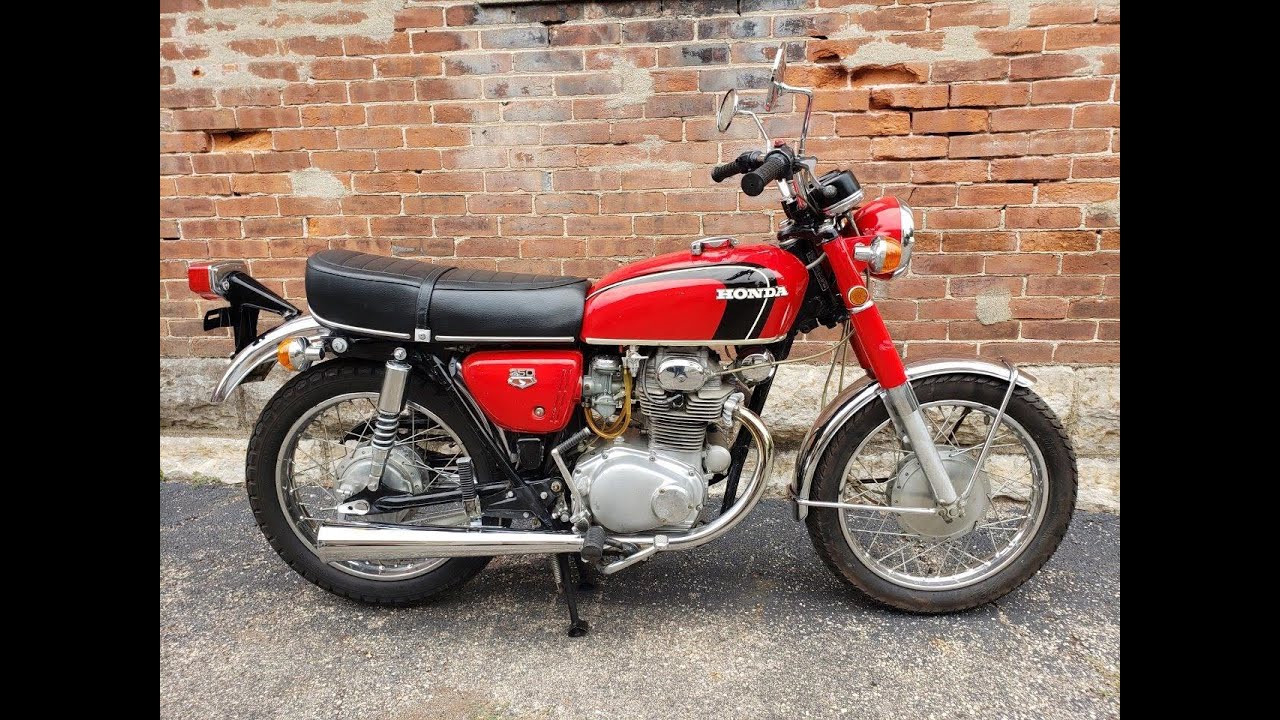 1971 Honda CB350 in red.  Low miles.