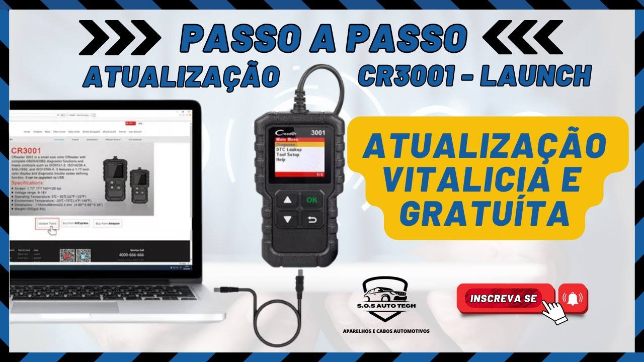 Atualização Scanner CR3001 Launch Gratuita. PASSO A PASSO completo e RÁPIDO e direto.  #creader #109