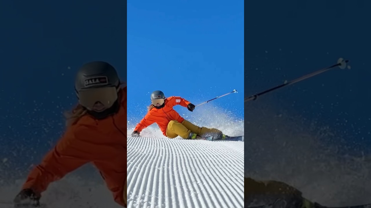 深い内傾軸でカービング⛷️✨圧をターンの最後まで捉え続けるのが難しい🤔傾きは手とお尻でコントロール😏✨ #ski #スキー #栗山未来 #gala #ガーラ湯沢 #shorts #カービング