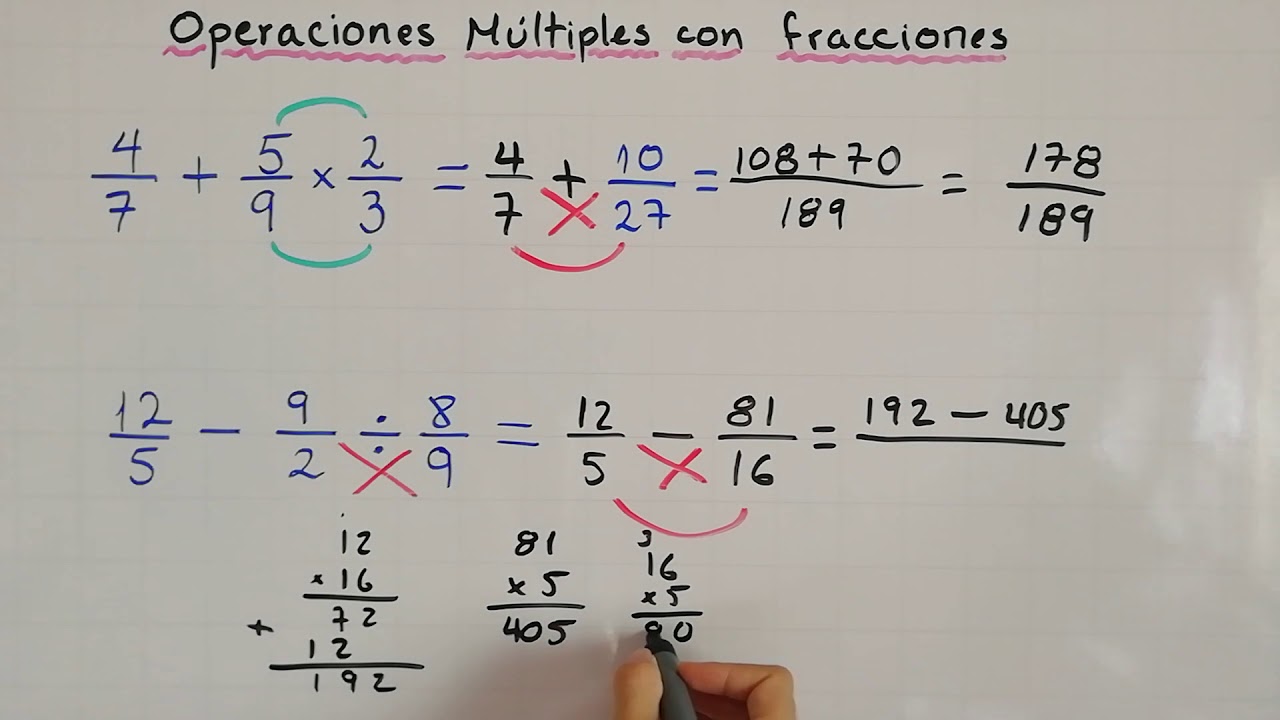 Operaciones múltiples con fracciones - Orden de prioridad al resolver operaciones con fracciones