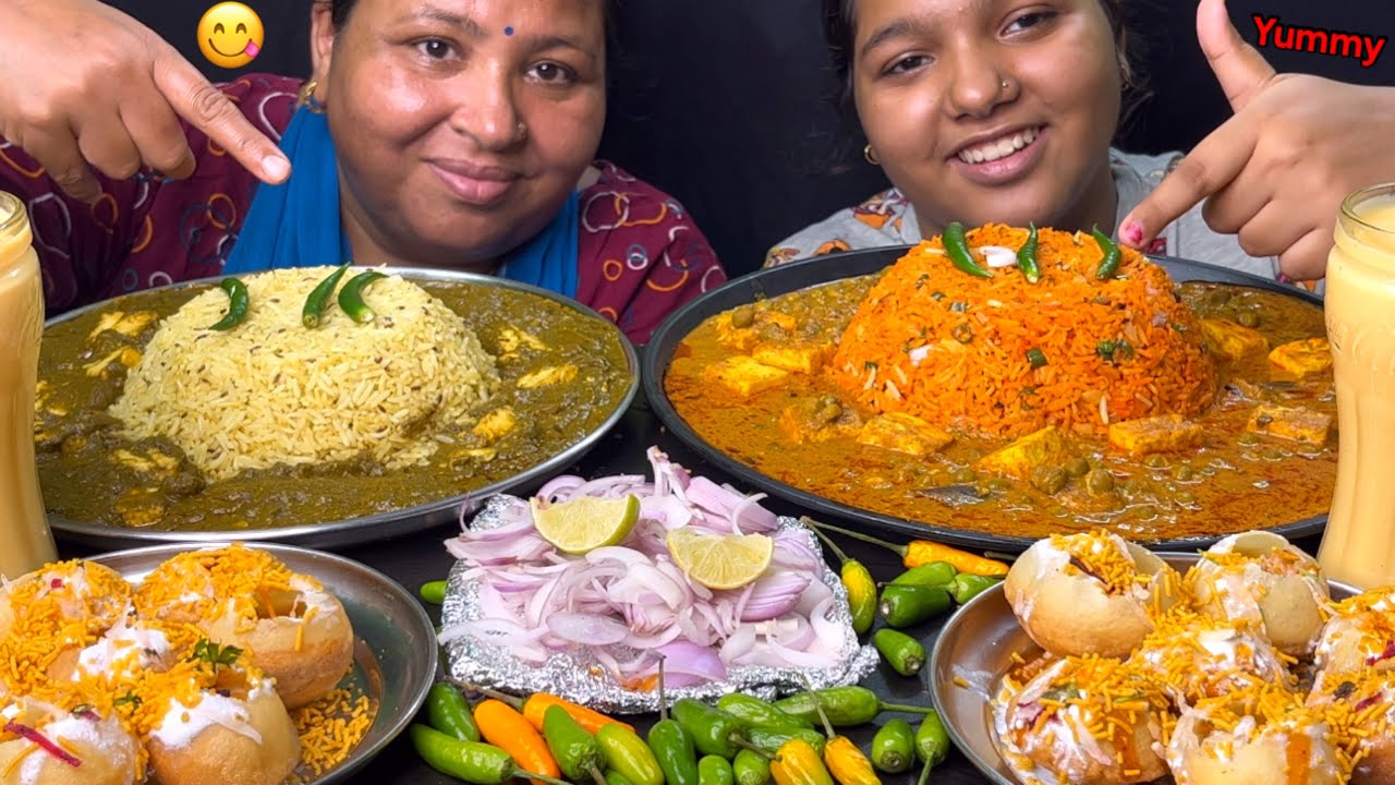 Eating 😋 Rice , Palak Paneer, jeera Rice, Matar Paneer , Golgappa I Mother Vs Daughter I Foodie Gd
