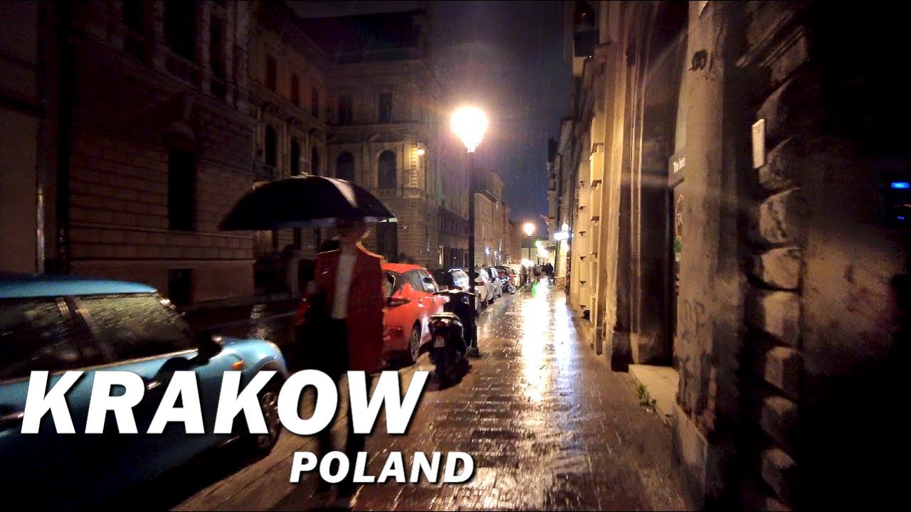 Walk in Kraków • Rainy Nightlife • 🇵🇱
