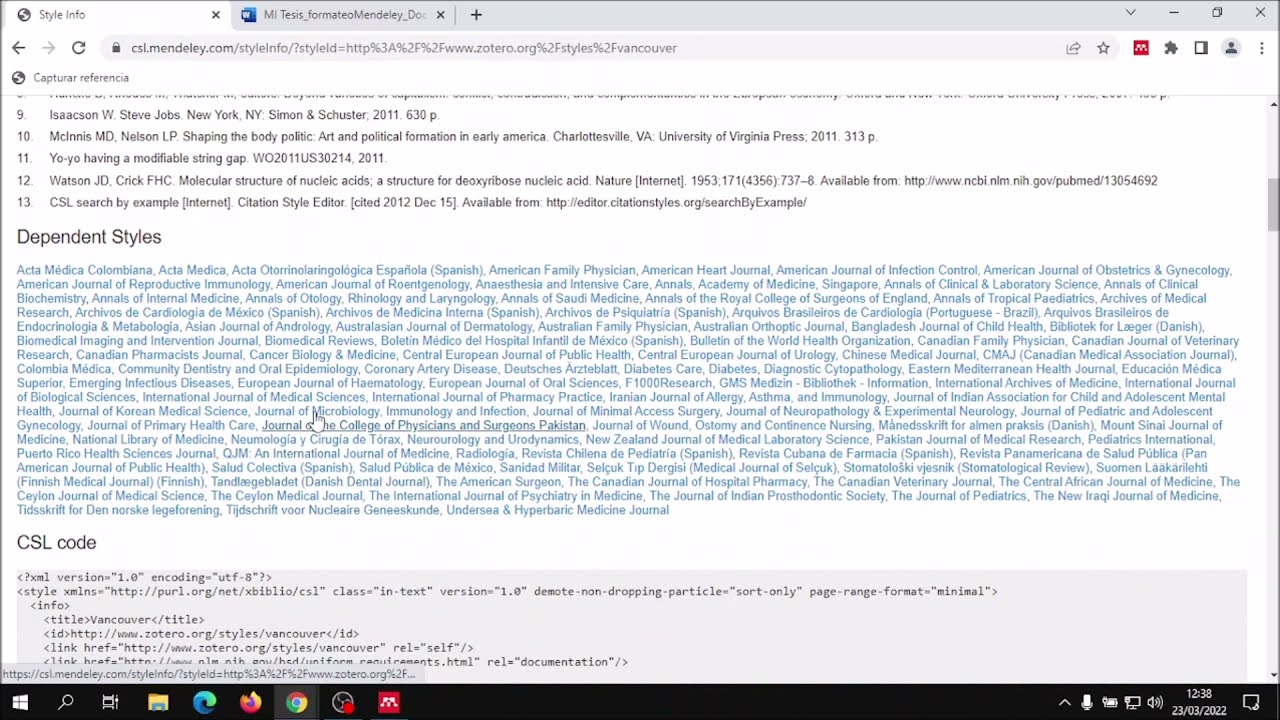 Personalizar el estilo Vancouver con el Editor CSL : referencias en español