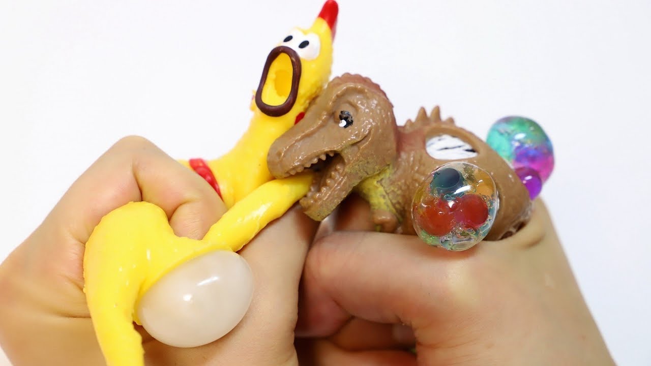 ASMR Squishy #197 Orbeez Dinosaur vs Weird Chicken Squishy Squeeze