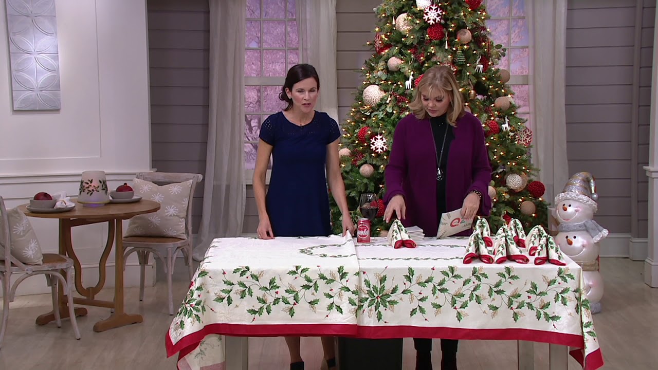 Lenox Holiday Tablecloth and Napkin Set on QVC