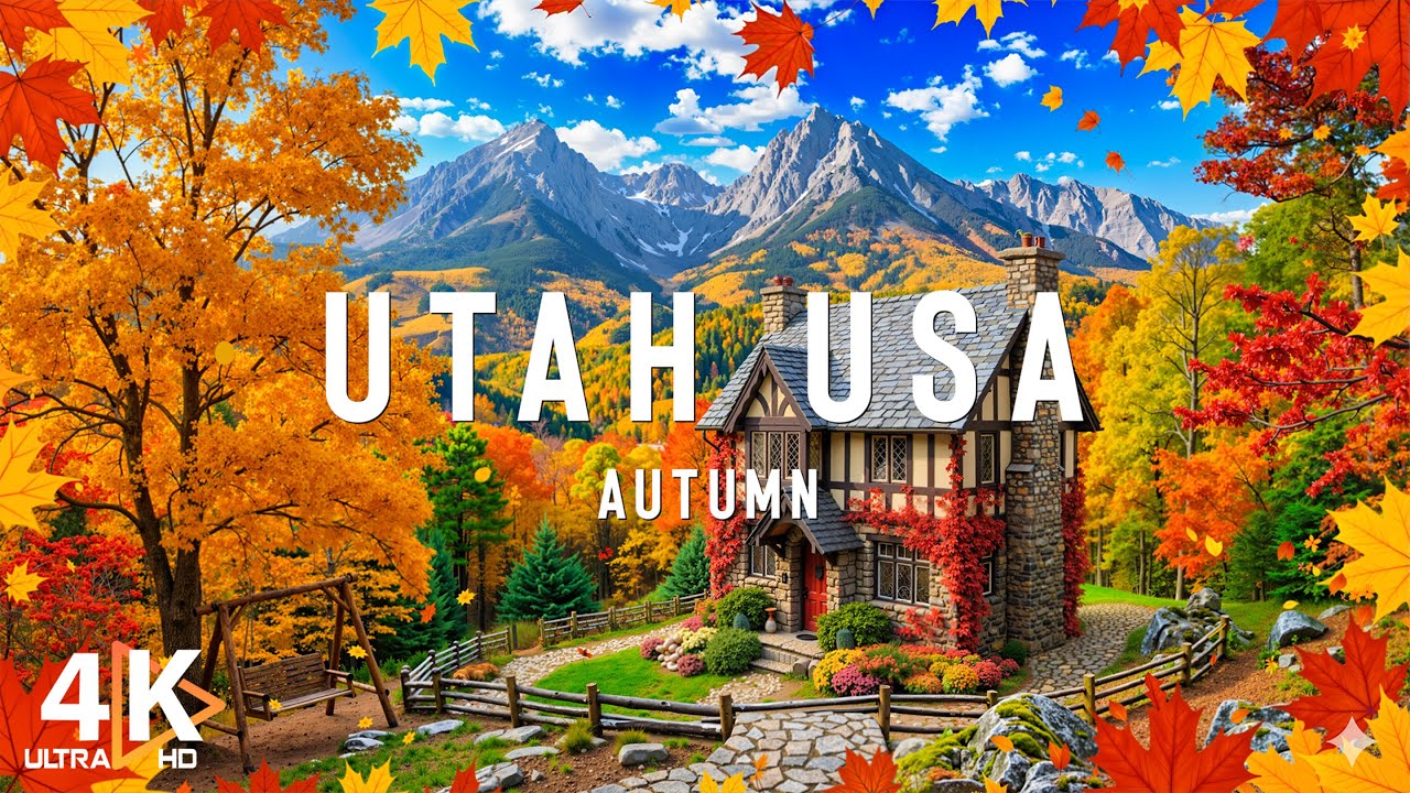 Осень в штате Юта, США, 4K 🍂 Скалы Зайон, краски каньона Брайс и осиновые леса в золотистом сиянии