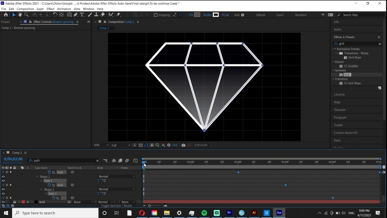 Spinning 3d Diamond Animation using Adobe After Effect.
