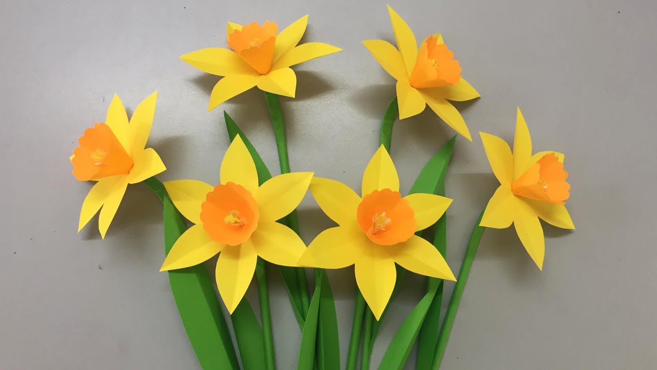 How to Make Daffodil Flower with Paper - Making Paper Flowers Step by Step - DIY Paper Flowers