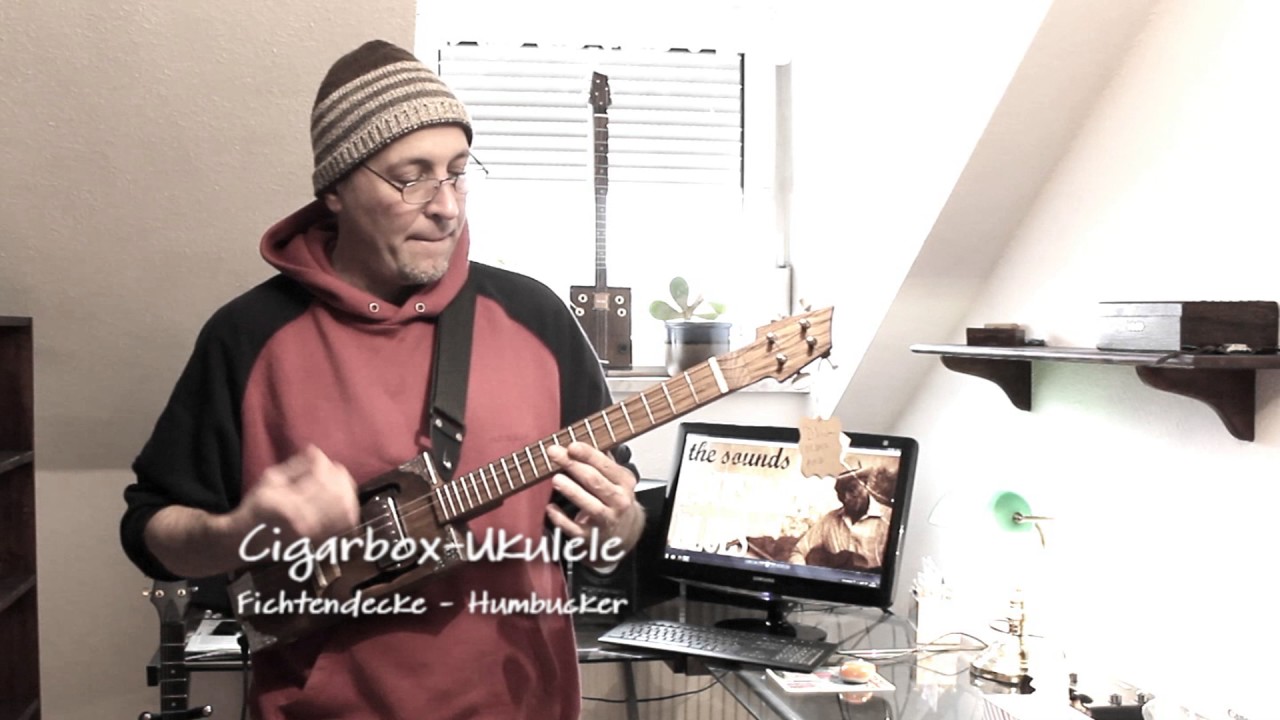 Cigarbox - Ukulele 4-Saiter | Humbucker | Fichtendecke