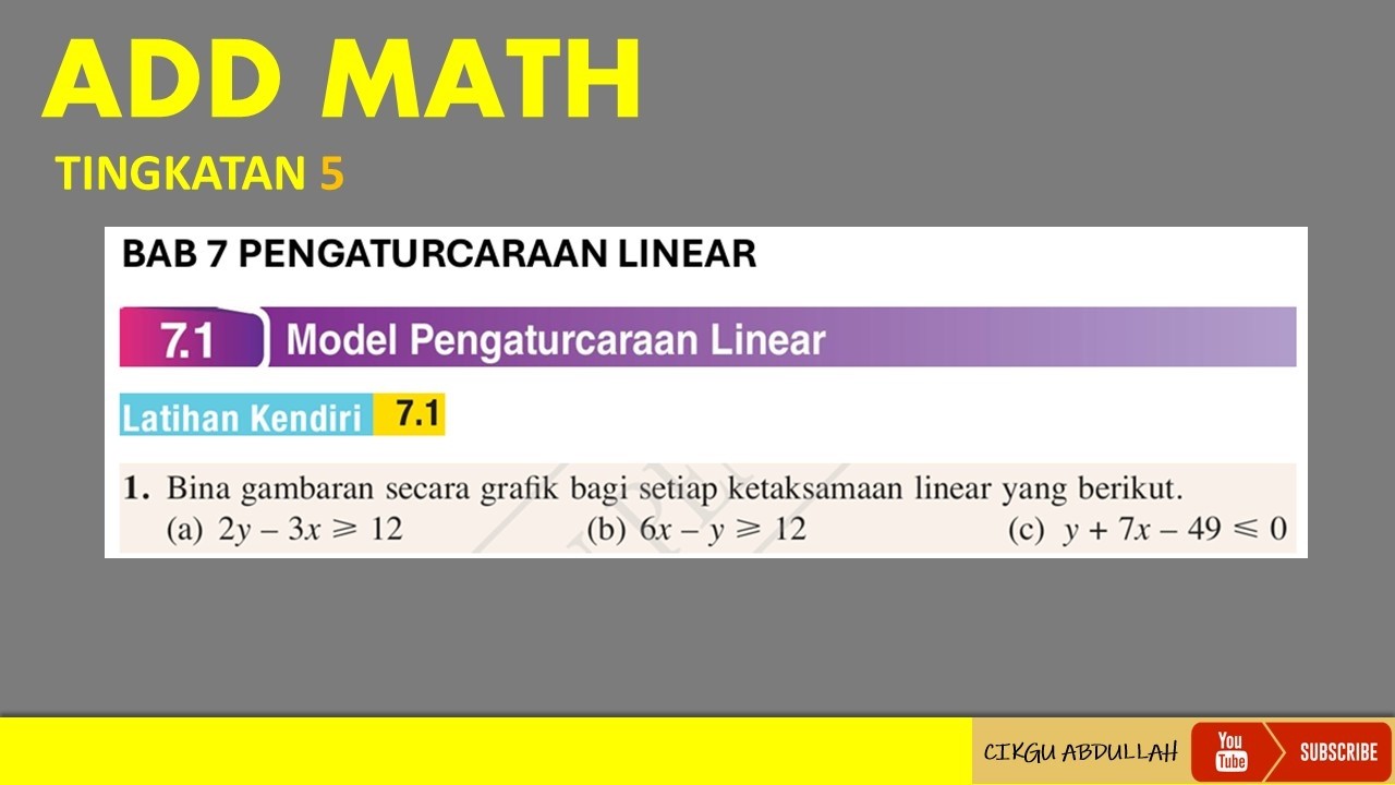 Latihan kendiri 7.1 PENGATURCAARAAN LINEAR
