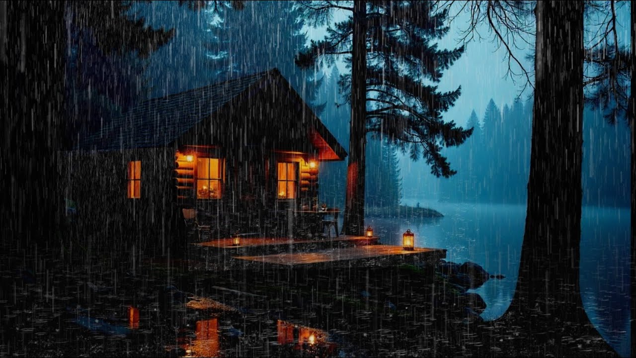 Gentle Forest Rain 🌧️ Cozy Cabin Sounds | Deep Sleep, Relaxing Night Ambience