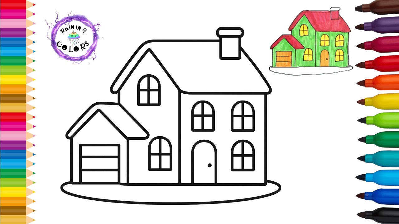 House Drawing And Coloring Step By Step Cute Easy Simple #house #rainingcolors