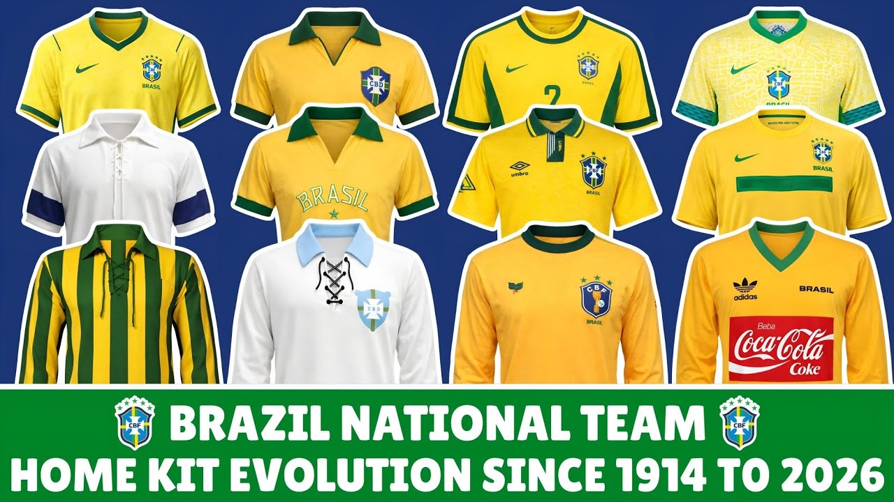 Brazil Home Kit Evolution (1914–2026) 🇧🇷 | Every Brazil Home Jersey in History