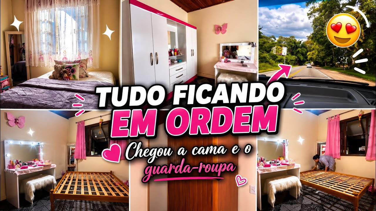 A CAMA DAS MINHAS FILHAS CHEGOU| O NOSSO GUARDA-ROUPA CHEGOU 😍 ORGANIZADO TUDO 🩷