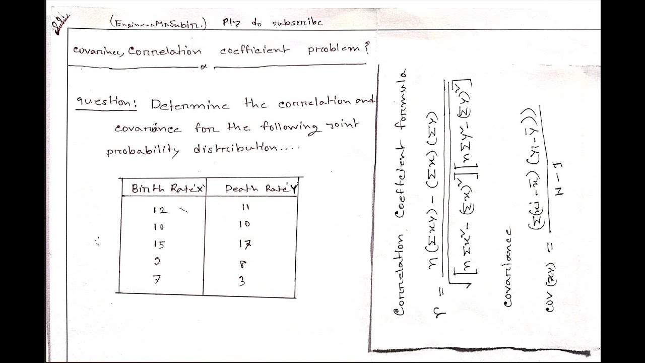 How to calculate covariance and correlation step with example |  covariance and correlation exam qu.