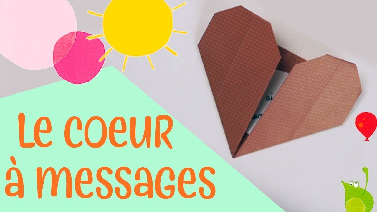 Les petits pliages - Le c&oelig;ur &agrave; message - origami facile pour enfants