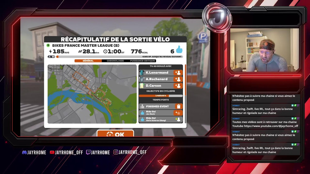Zwift show : Bikes France Master League : 28km D+43m