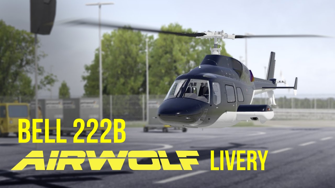 Bell 222B helicopter (Airwolf livery) – dangerous and forbidden maneuvers at Munich Airport (EDDM)