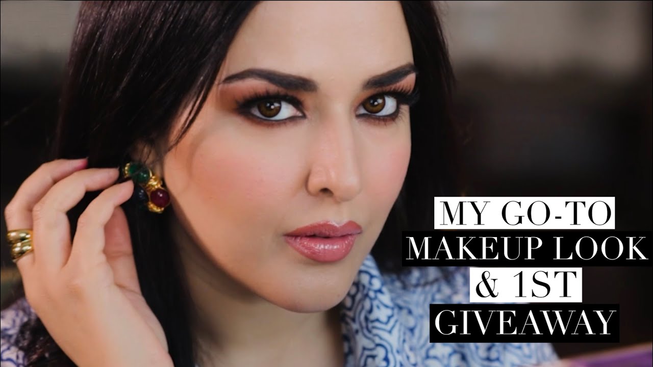 MY GO TO MAKEUP LOOK I BROWN MATTE EYES WITH A PINK LIP I FIRST GIVEAWAY I HUDA BEAUTY PALETTE