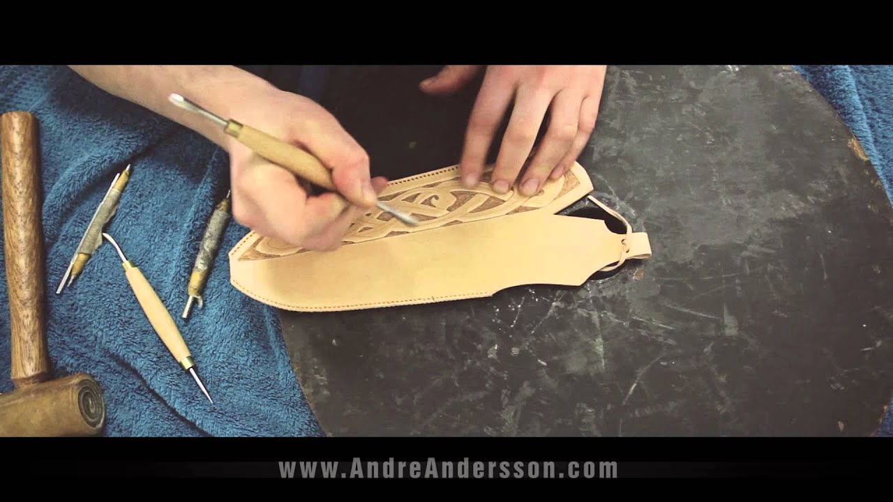 Andersson Viking pattern on a leather knife sheath