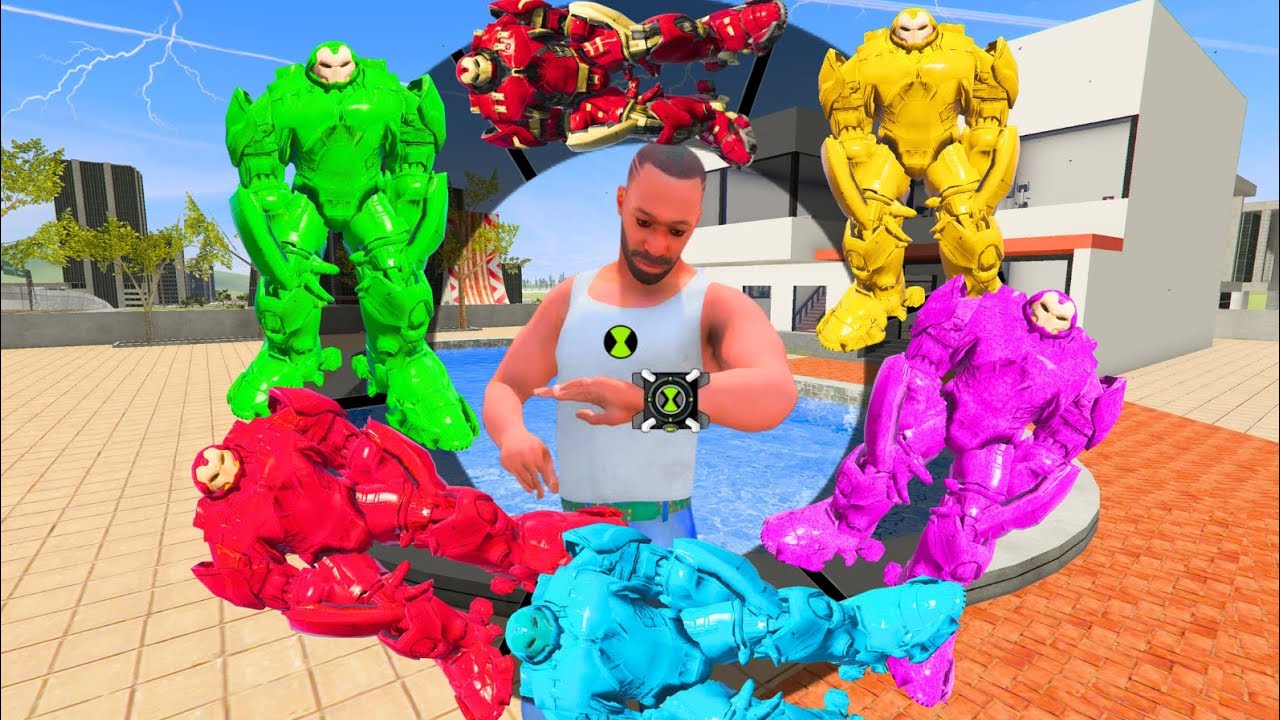 Franklin Playing As A Every Colourfull HULKBUSTER in INDIAN BIKES DRIVING 3D