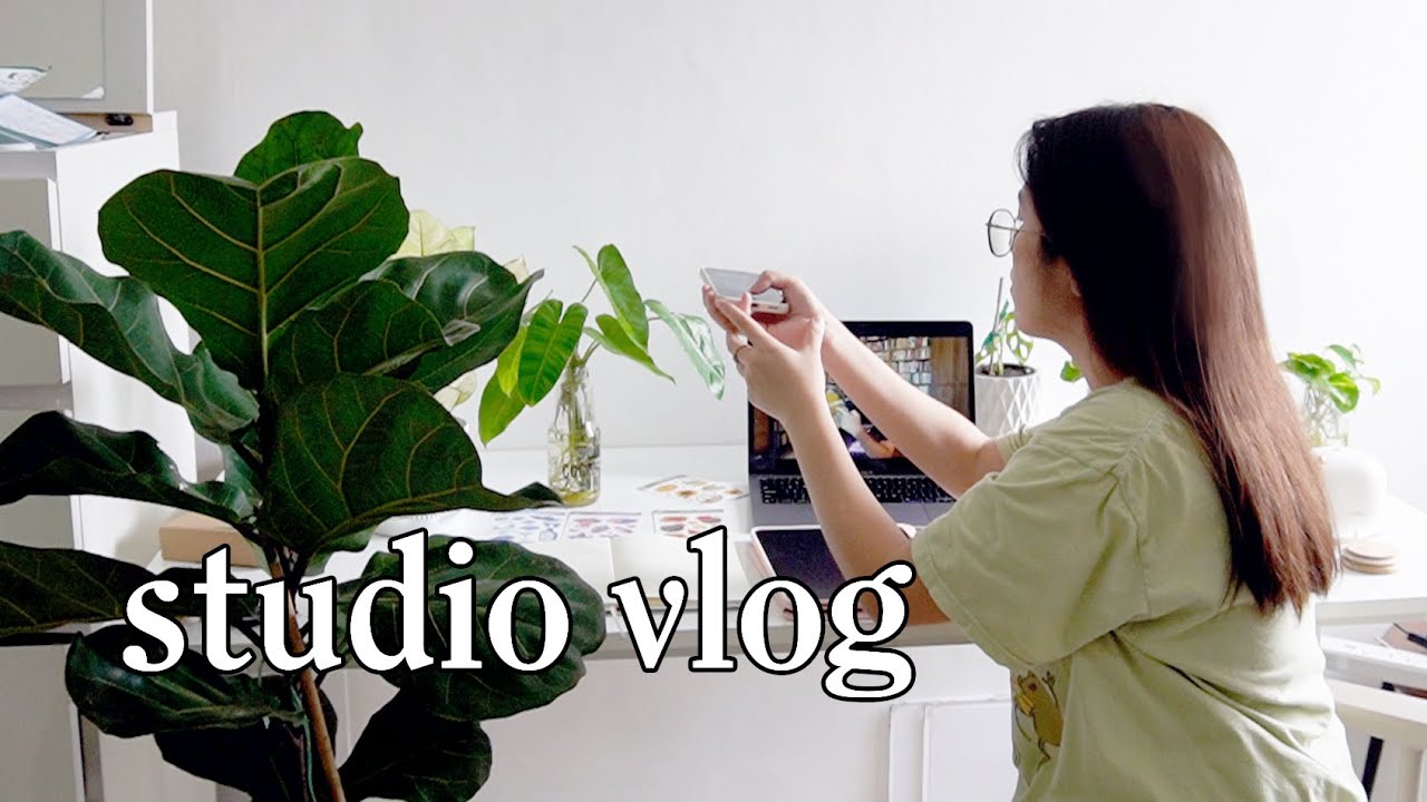studio vlog | new summer merch! ☀️ drawing, launch prep, yap w/ me hehe