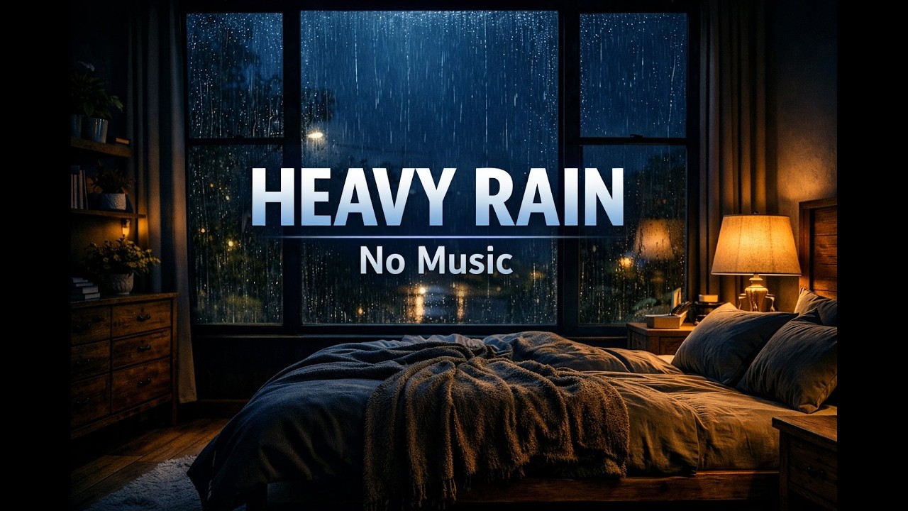 2 Hours Heavy Rain Outside Bedroom Window 🌧️ No Music | Deep Sleep