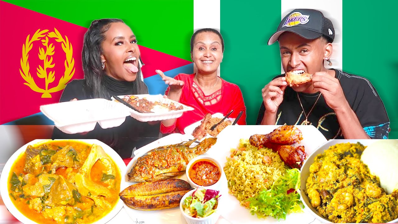 Эритрейская 🇪🇷 Пробую нигерийскую 🇳🇬 еду в первый раз Мукбанг, нигерийская еда
