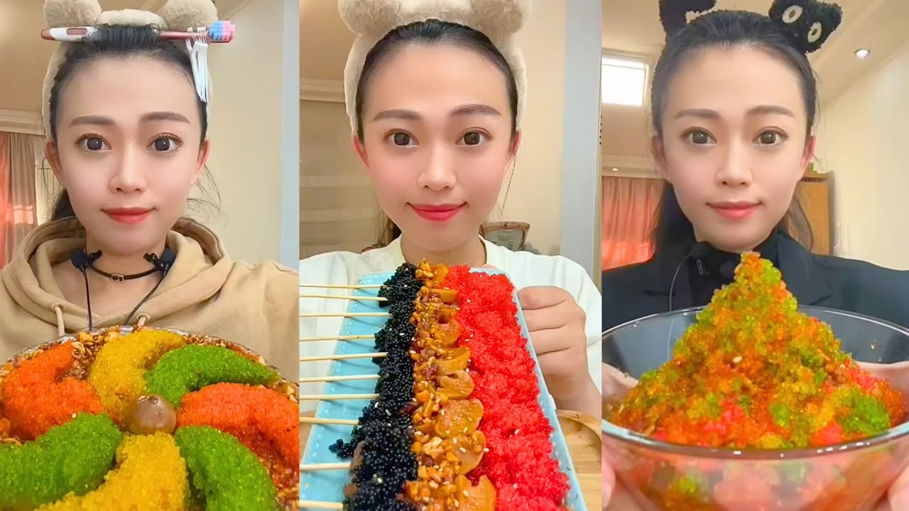 Extreme Colorful Snack ASMR Mukbang | Spicy Crunchy Egg Mix & Chinese Eating Sounds #325