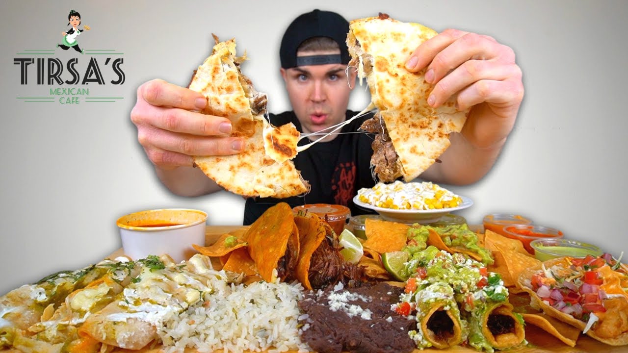 Mexican Food Mukbang! Birria Queso Tacos, Enchiladas, Flautas, Esquites, BBQ Quesadilla + Tirsa’s!
