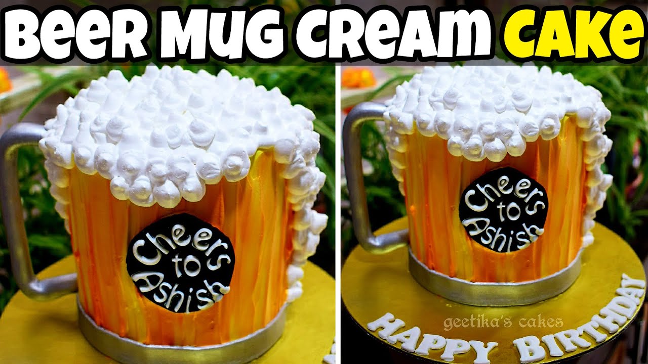 बियर मग क्रीम केक बनाना सीखे घर पर | Beer Mug Cream Cake Easy Tutorial | Cake For Beer Lovers