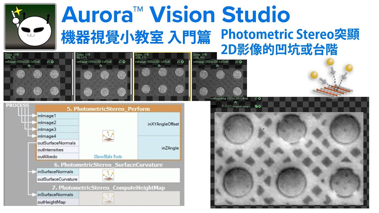 機器視覺小教室 Aurora Vision Studio 入門篇【30】Photometric Stereo突顯2D影像的凹坑或台階