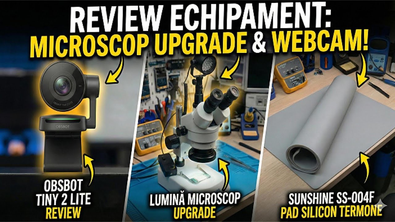 Mic upgrade la Setup ! 🔴 Webcam OBSBOT Tiny 2 Lite , Lumină Noua Microscop și Pad Sunshine SS-004F