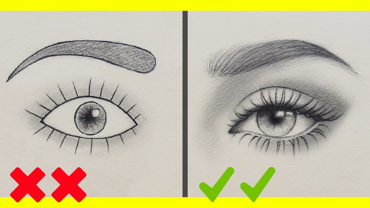 تعلم الرسم : اخطاءك في رسم العين وكيف ترسمها بشكل صحيح | رسم العين بالرصاص للمبتدئين