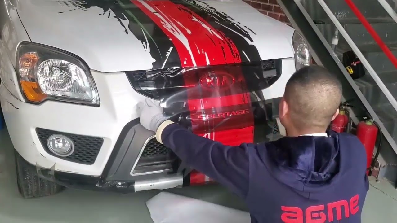 Custom Car hood decal apply (Transparent Vinyl Graphics)