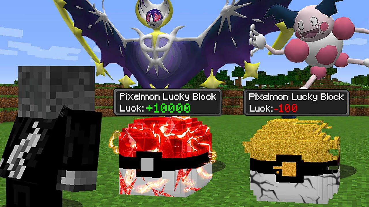 Trollei meus Amigos com Lucky Pixelmon +100 de SORTE vs -100 de AZAR e sem Pokemon no Minecraft