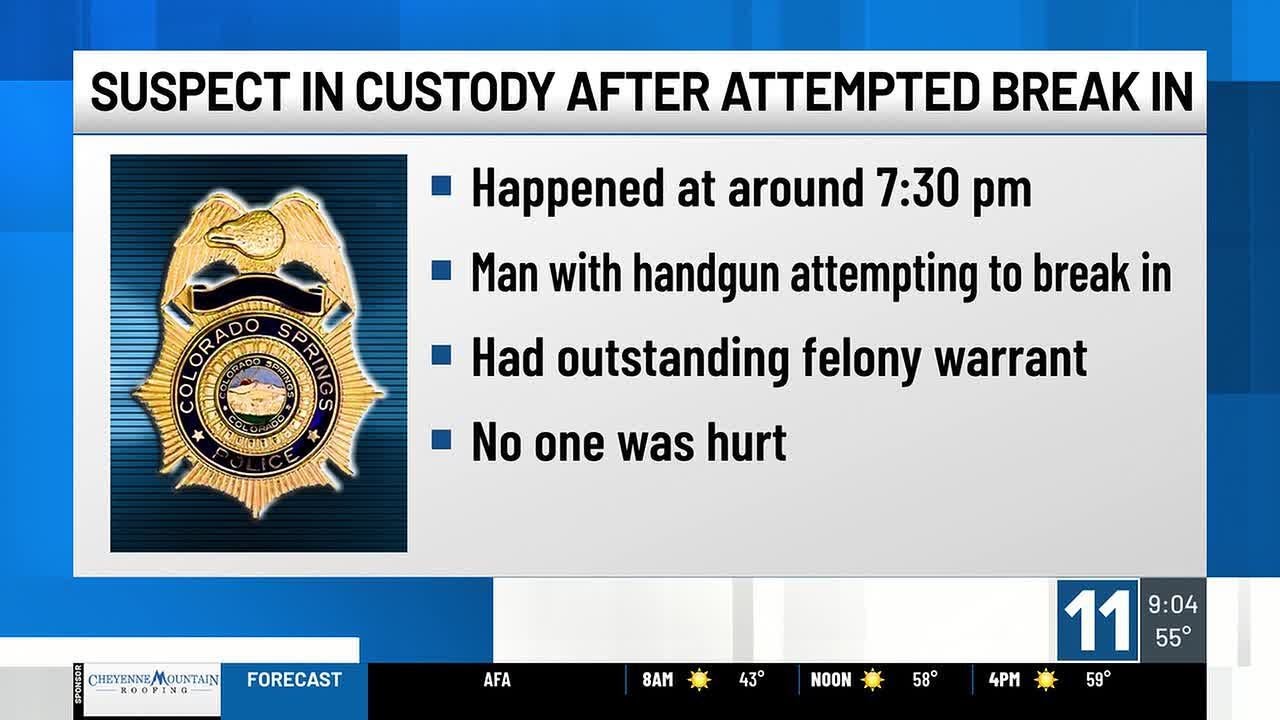 Suspect in custody after trying to break into neighbor's apartment in Colorado Springs
