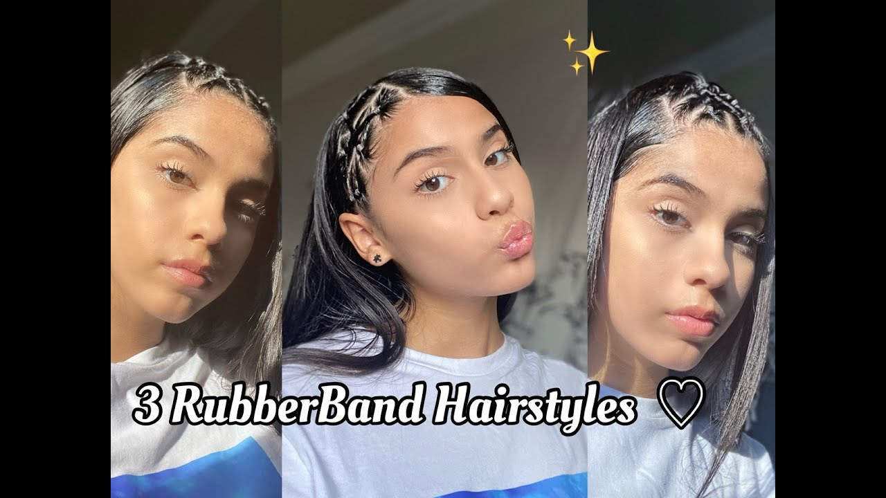 3 Easy Hairstyles Using Rubberbands !!